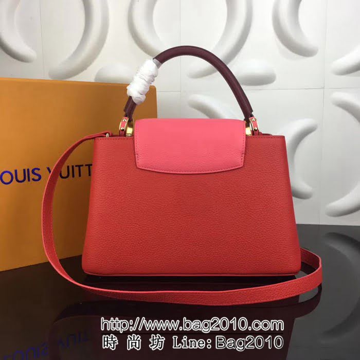 路易威登LV頂級原單 M48864辣椒紅配蜜桃粉 經典Capucines小號手袋 YDH1677